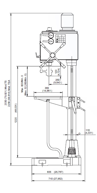 Taladro Erlo TS25_dimensiones