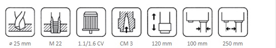 Tabla de capacidades de Taladro ERLO SE-25